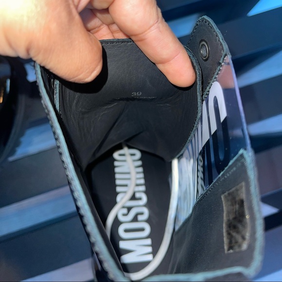 MOSCHINO Logo Synthetic Patent Leather Combat Lace Up Boot Size 39 NEW - Picture 4 of 12